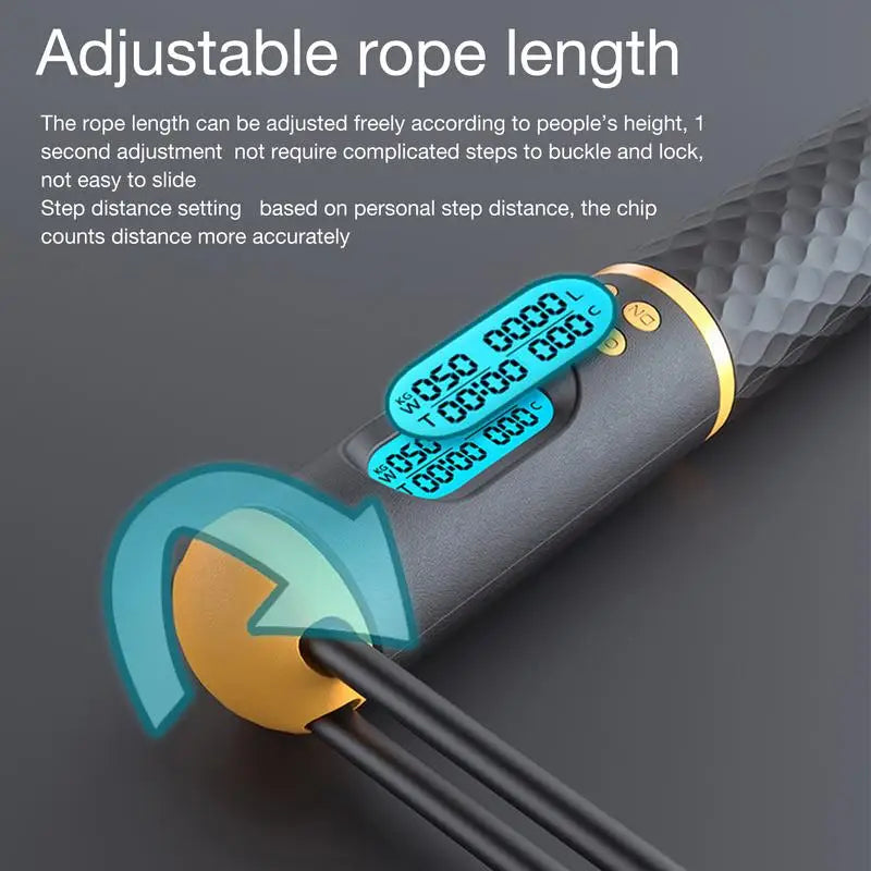 2 in 1 Multifun Speed Skipping Rope with Digital Counter Professional Ball Bearings and Non-Slip Handles Jumps and Calorie Count