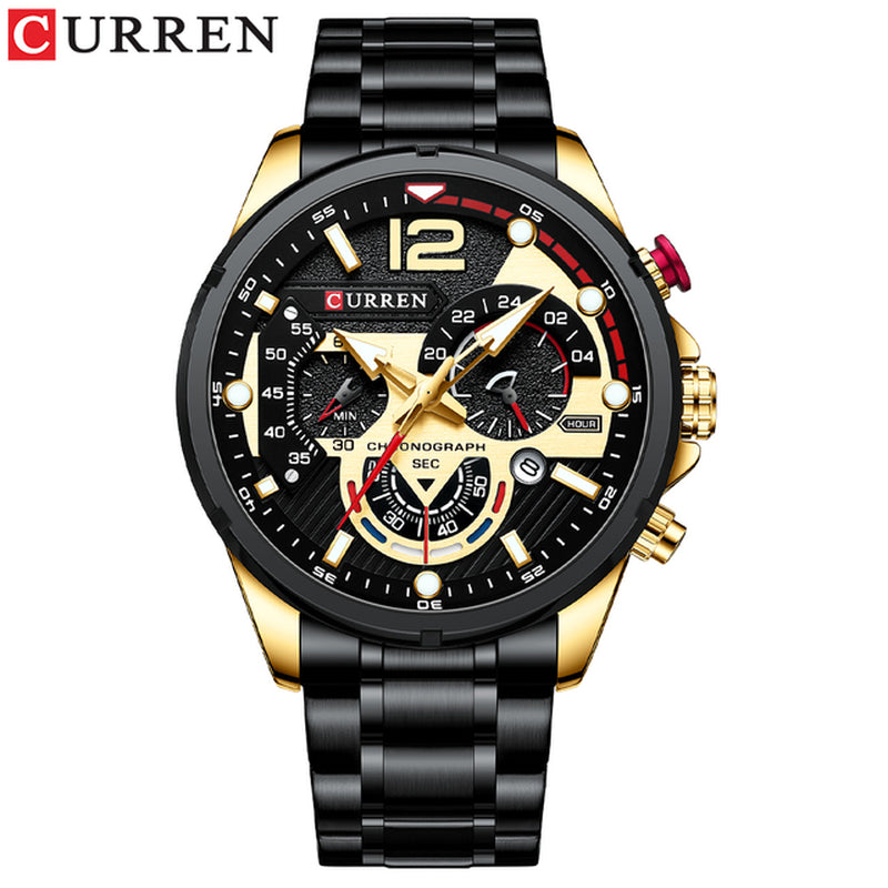 New Green Mens Watches Top Brand Luxury Stainless Steel Quartz Watch Men Sport Date Male Clock Waterproof Wristwatch