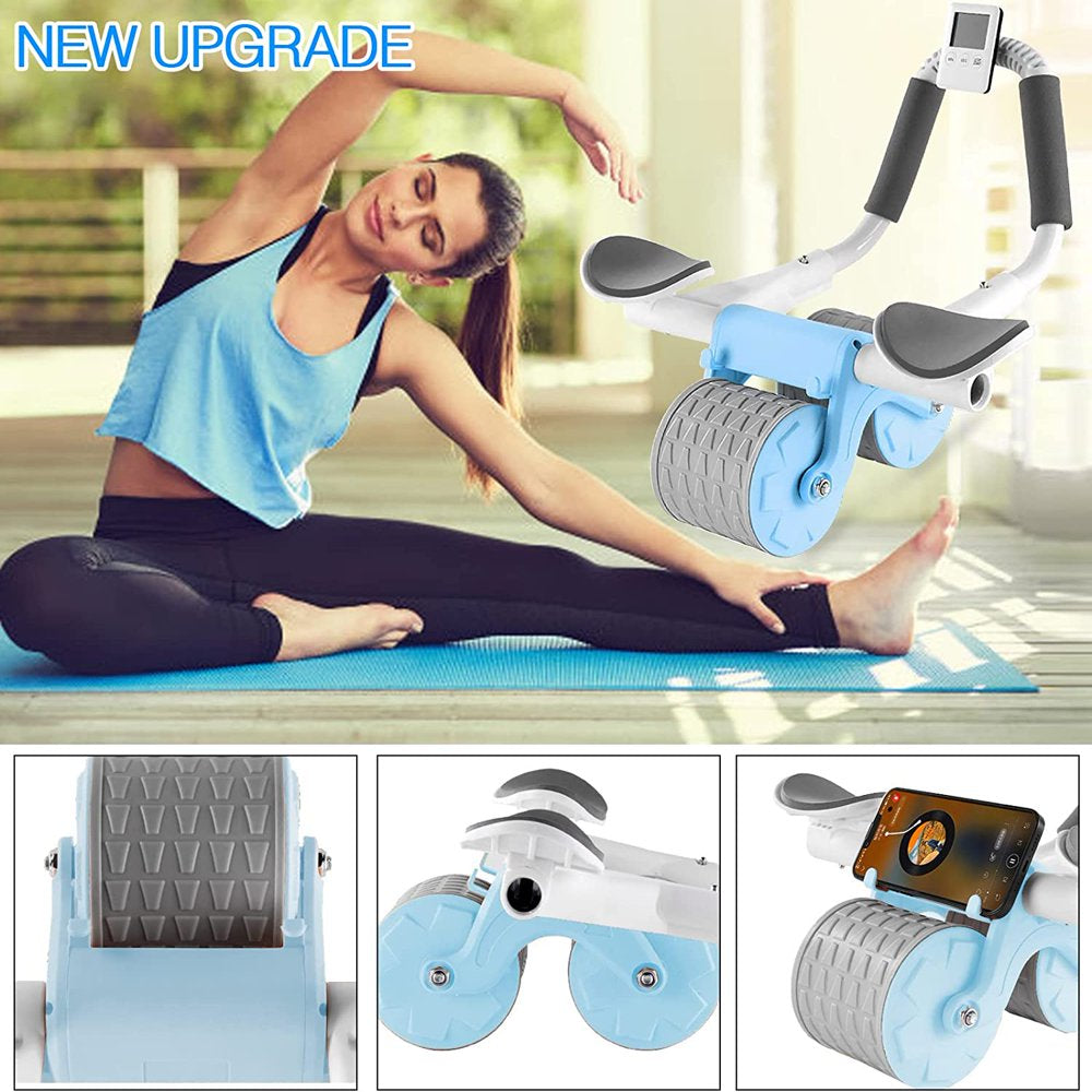 2023 New with Timer Ab Abdominal Exercise Roller Elbow Support, Abs Roller Wheel Core Exercise Equipment, Automatic Rebound Abdominal Wheel(Black)