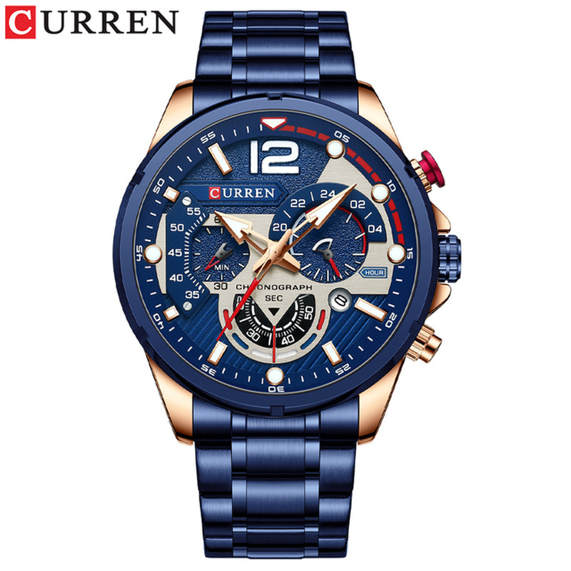 New Green Mens Watches Top Brand Luxury Stainless Steel Quartz Watch Men Sport Date Male Clock Waterproof Wristwatch