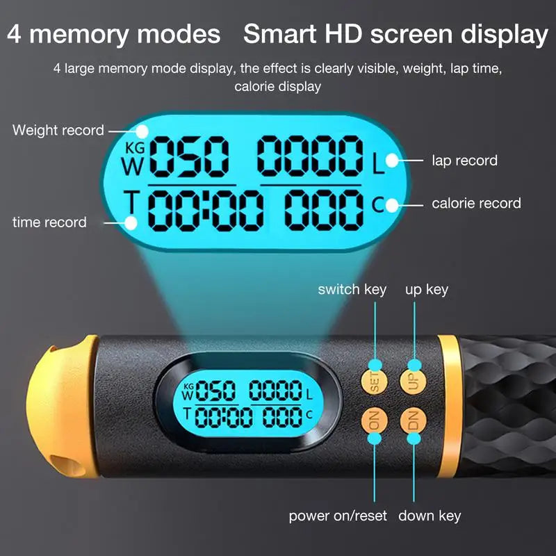 2 in 1 Multifun Speed Skipping Rope with Digital Counter Professional Ball Bearings and Non-Slip Handles Jumps and Calorie Count