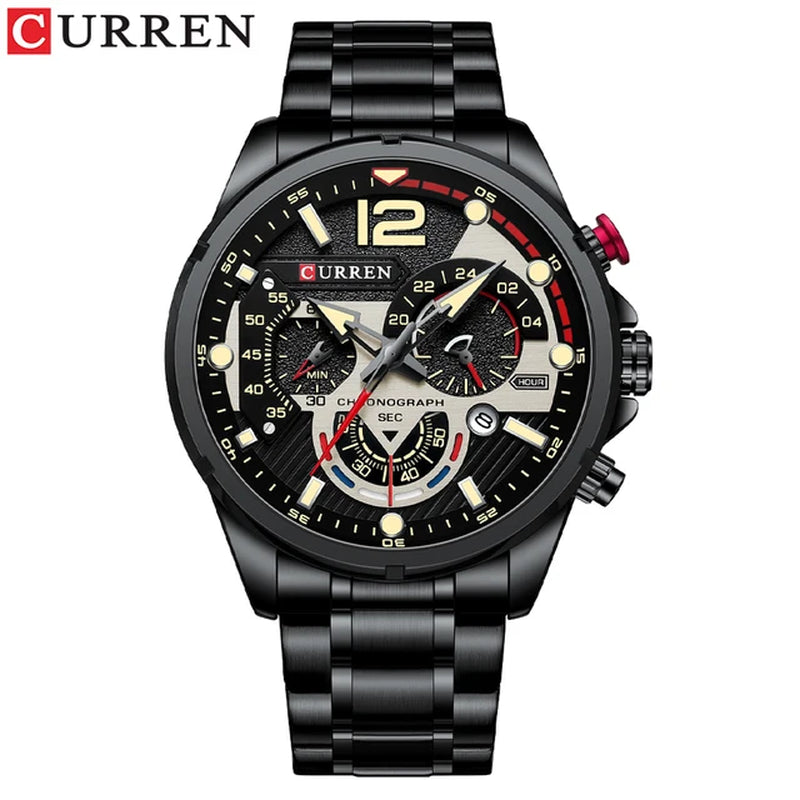 New Green Mens Watches Top Brand Luxury Stainless Steel Quartz Watch Men Sport Date Male Clock Waterproof Wristwatch