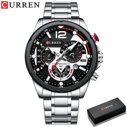 New Green Mens Watches Top Brand Luxury Stainless Steel Quartz Watch Men Sport Date Male Clock Waterproof Wristwatch