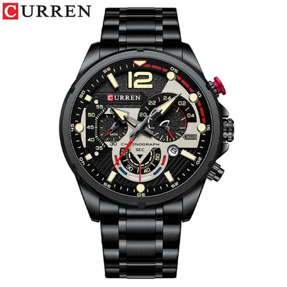 New Green Mens Watches Top Brand Luxury Stainless Steel Quartz Watch Men Sport Date Male Clock Waterproof Wristwatch
